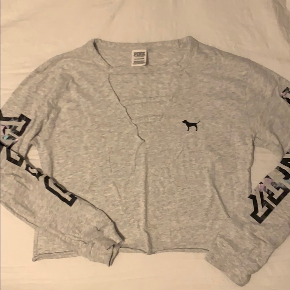 A PINK VS long sleeve crop top